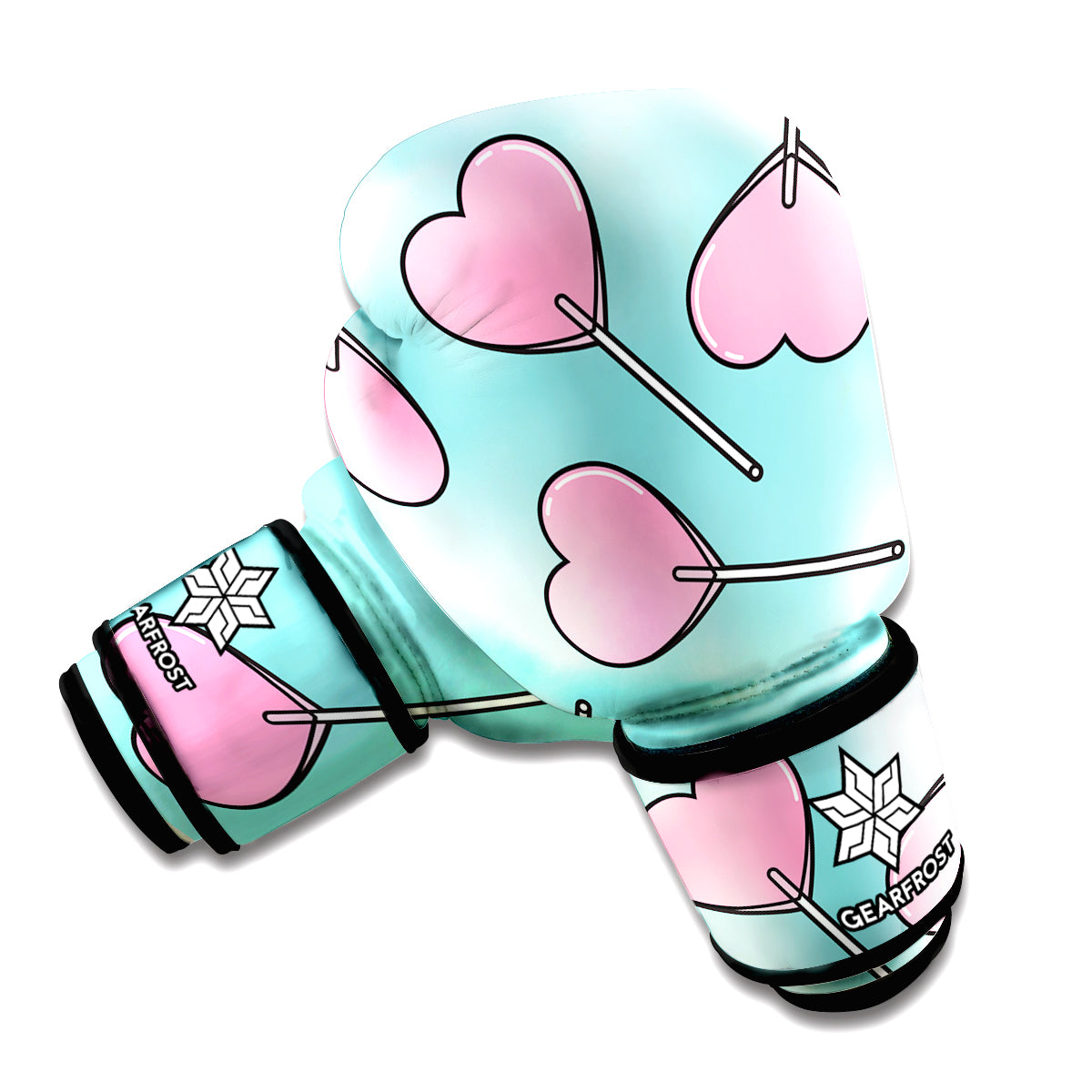 Pink Heart Lollipop Pattern Print Boxing Gloves