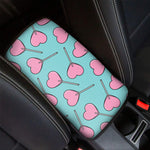 Pink Heart Lollipop Pattern Print Car Center Console Cover