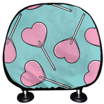 Pink Heart Lollipop Pattern Print Car Headrest Covers