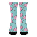 Pink Heart Lollipop Pattern Print Crew Socks