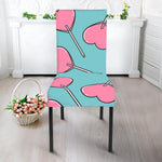 Pink Heart Lollipop Pattern Print Dining Chair Slipcover