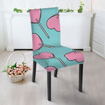 Pink Heart Lollipop Pattern Print Dining Chair Slipcover