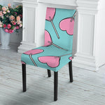 Pink Heart Lollipop Pattern Print Dining Chair Slipcover