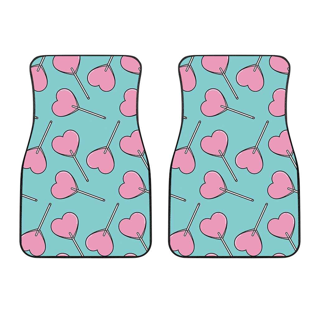 Pink Heart Lollipop Pattern Print Front Car Floor Mats