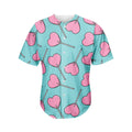 Pink Heart Lollipop Pattern Print Men's Baseball Jersey