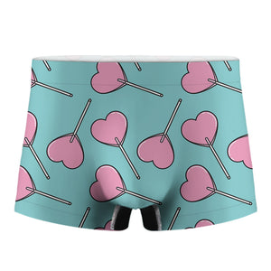 Pink Heart Lollipop Pattern Print Men's Boxer Briefs