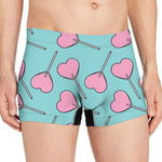 Pink Heart Lollipop Pattern Print Men's Boxer Briefs