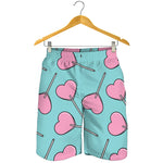 Pink Heart Lollipop Pattern Print Men's Shorts