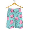 Pink Heart Lollipop Pattern Print Men's Shorts