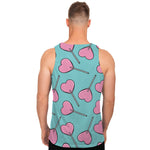 Pink Heart Lollipop Pattern Print Men's Tank Top