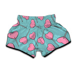 Pink Heart Lollipop Pattern Print Muay Thai Boxing Shorts