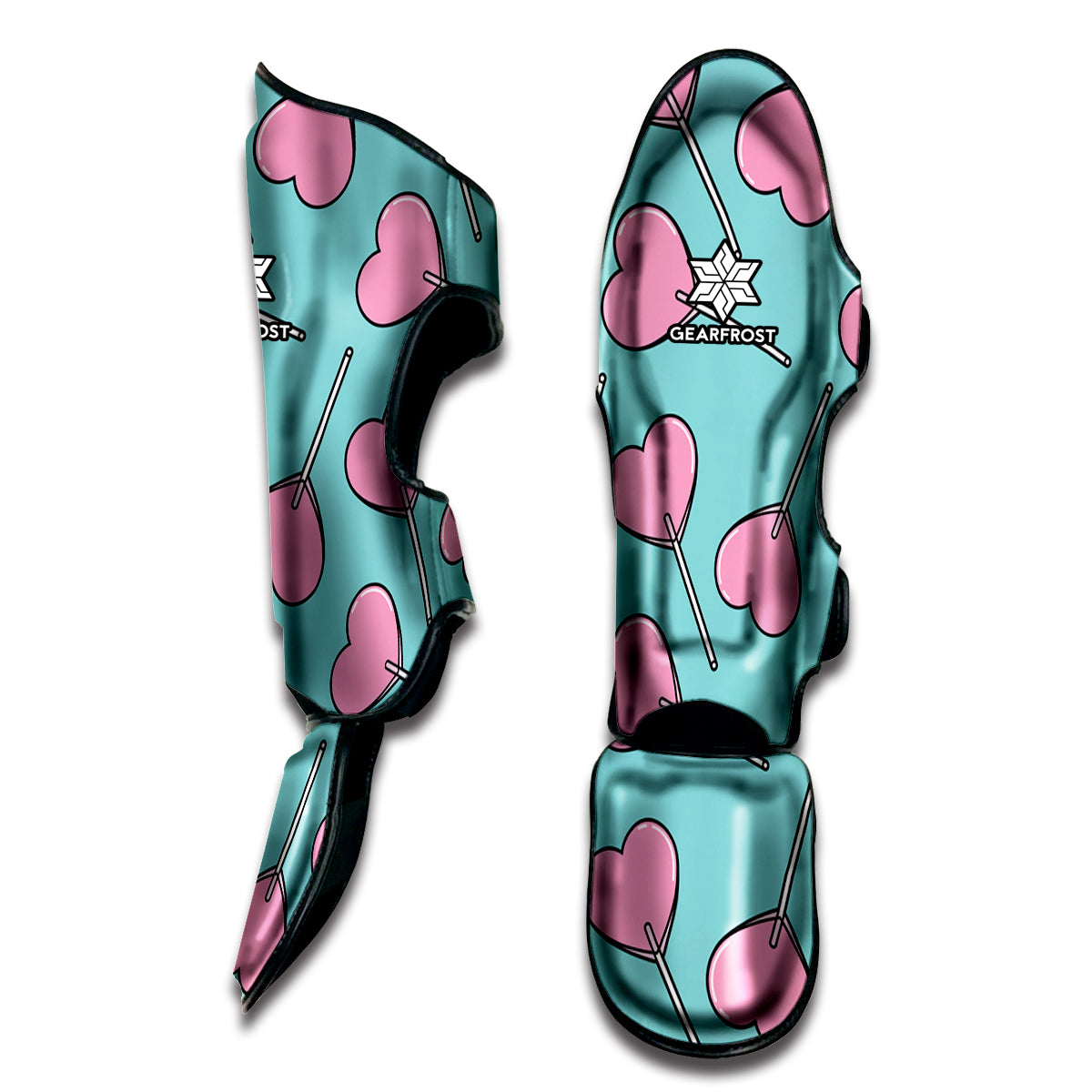 Pink Heart Lollipop Pattern Print Muay Thai Shin Guard