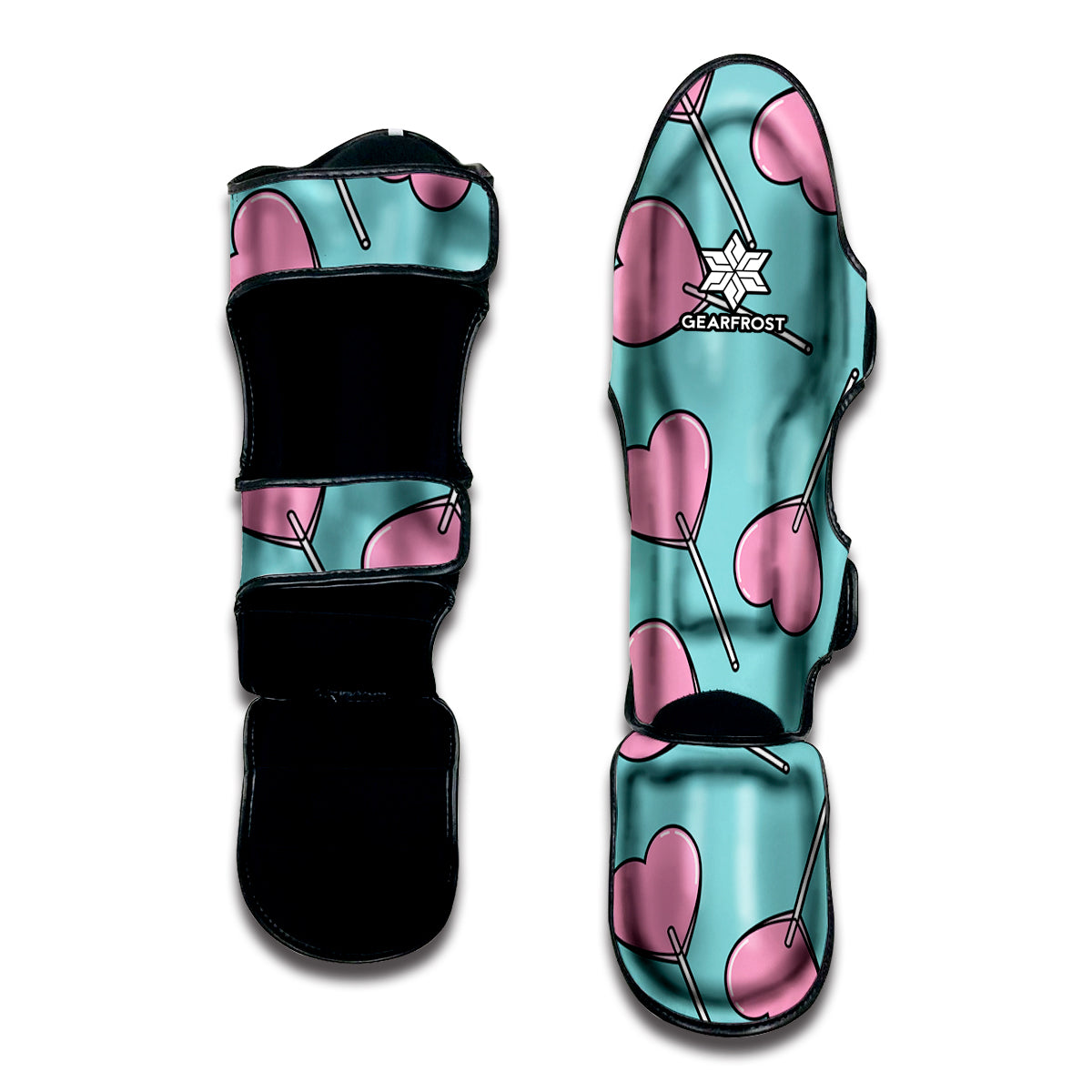 Pink Heart Lollipop Pattern Print Muay Thai Shin Guard