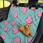 Pink Heart Lollipop Pattern Print Pet Car Back Seat Cover