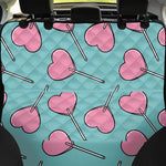 Pink Heart Lollipop Pattern Print Pet Car Back Seat Cover