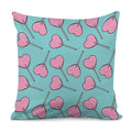Pink Heart Lollipop Pattern Print Pillow Cover