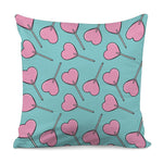 Pink Heart Lollipop Pattern Print Pillow Cover