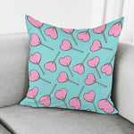 Pink Heart Lollipop Pattern Print Pillow Cover