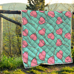 Pink Heart Lollipop Pattern Print Quilt