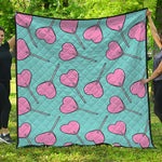 Pink Heart Lollipop Pattern Print Quilt