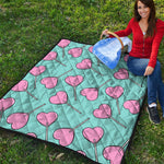 Pink Heart Lollipop Pattern Print Quilt