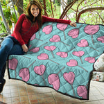 Pink Heart Lollipop Pattern Print Quilt