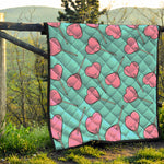 Pink Heart Lollipop Pattern Print Quilt