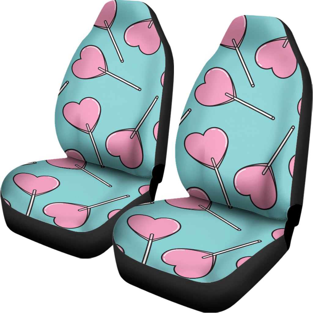 Pink Heart Lollipop Pattern Print Universal Fit Car Seat Covers