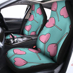 Pink Heart Lollipop Pattern Print Universal Fit Car Seat Covers