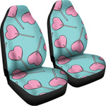 Pink Heart Lollipop Pattern Print Universal Fit Car Seat Covers