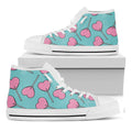 Pink Heart Lollipop Pattern Print White High Top Sneakers