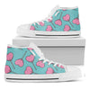 Pink Heart Lollipop Pattern Print White High Top Shoes