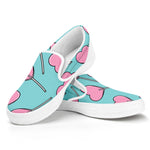 Pink Heart Lollipop Pattern Print White Slip On Shoes