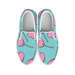 Pink Heart Lollipop Pattern Print White Slip On Shoes