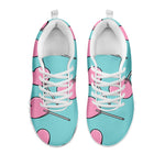 Pink Heart Lollipop Pattern Print White Sneakers