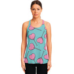 Pink Heart Lollipop Pattern Print Women's Racerback Tank Top