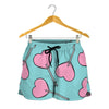 Pink Heart Lollipop Pattern Print Women's Shorts