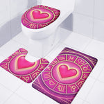 Pink Heart Zodiac Wheel Print 3 Piece Bath Mat Set