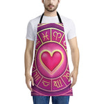 Pink Heart Zodiac Wheel Print Apron