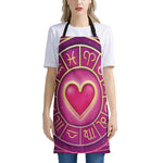 Pink Heart Zodiac Wheel Print Apron