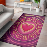 Pink Heart Zodiac Wheel Print Area Rug