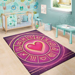 Pink Heart Zodiac Wheel Print Area Rug