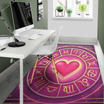 Pink Heart Zodiac Wheel Print Area Rug