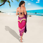 Pink Heart Zodiac Wheel Print Beach Sarong Wrap