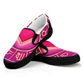 Pink Heart Zodiac Wheel Print Black Slip On Sneakers