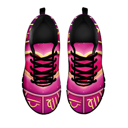Pink Heart Zodiac Wheel Print Black Sneakers