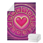 Pink Heart Zodiac Wheel Print Blanket