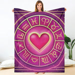 Pink Heart Zodiac Wheel Print Blanket