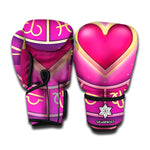 Pink Heart Zodiac Wheel Print Boxing Gloves