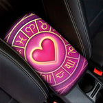 Pink Heart Zodiac Wheel Print Car Center Console Cover